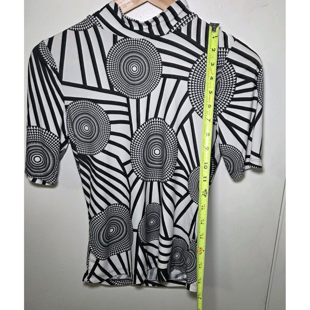 Optical Illusion Geometric Mock Neck Top Size Medium Y2K Avant-Garde Artsy - Picture 3 of 5